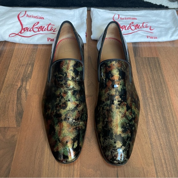 Christian Louboutin Other - Christian Louboutin Dandelion Patent Leather Sparkle Camouflage Men’s Loafers 44